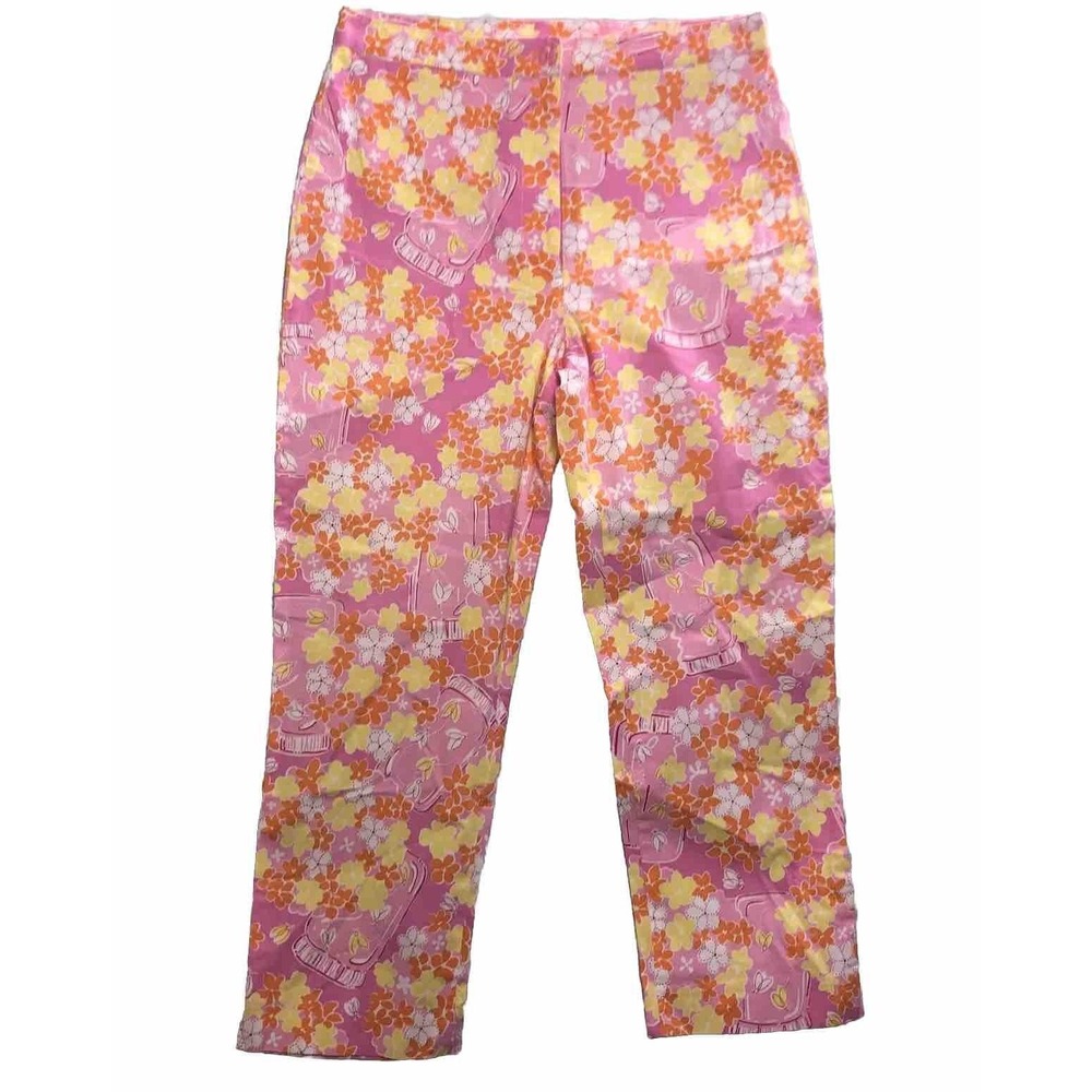 Lilly Pulitzer Pants Women's Size 0 Night Lights Pink Floral Firefly Print